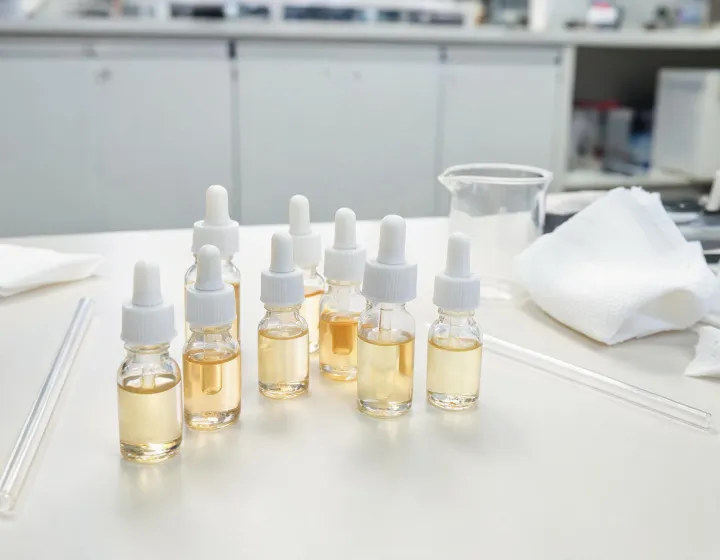 Eye Serum Sourcing on a cosmetics bench, illustration only