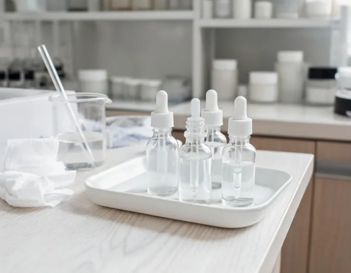 eye serum for wrinkles on a cosmetics bench, illustration only